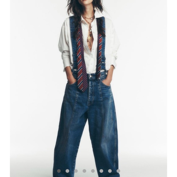 NWT FREE PEOPLE WE THE FREE BERKLEY SUSPENDER JEANS Size 27 - Picture 1 of 5